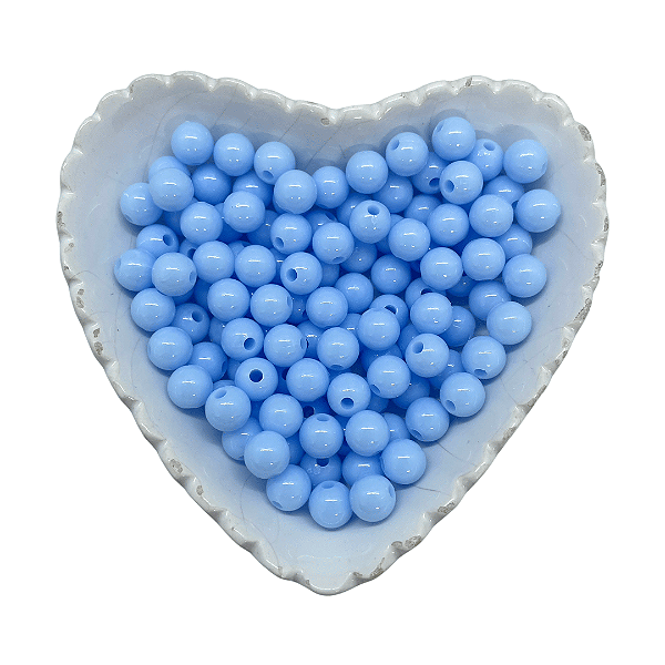 Miçanga Bola Lisa Leitosa Passante 8mm 25g | Cor: Azul Candy