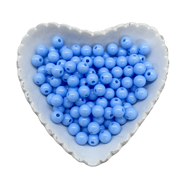 Miçanga Bola Lisa Leitosa Passante 8mm 25g | Cor: Azul Celeste