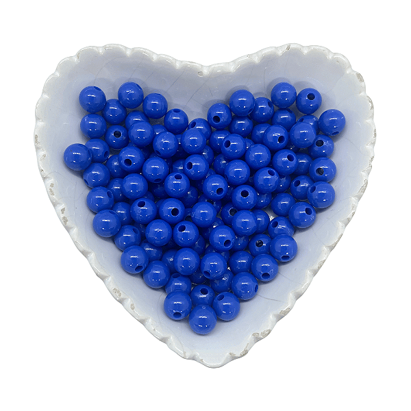 Miçanga Bola Lisa Leitosa Passante 8mm 25g | Cor: Azul Royal