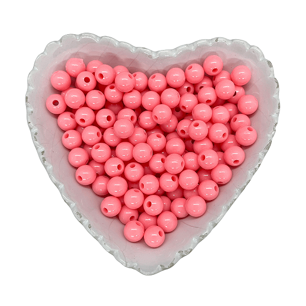 Miçanga Bola Lisa Leitosa Passante 8mm 25g | Cor: Coral