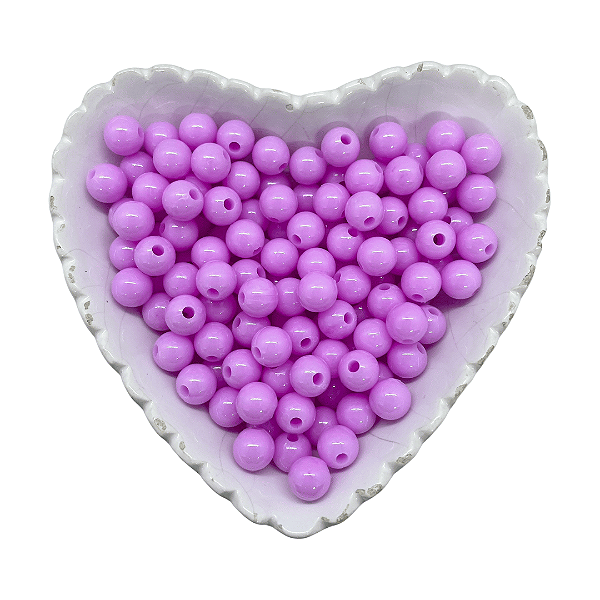 Miçanga Bola Lisa Leitosa Passante 8mm 25g | Cor: Lilás Candy