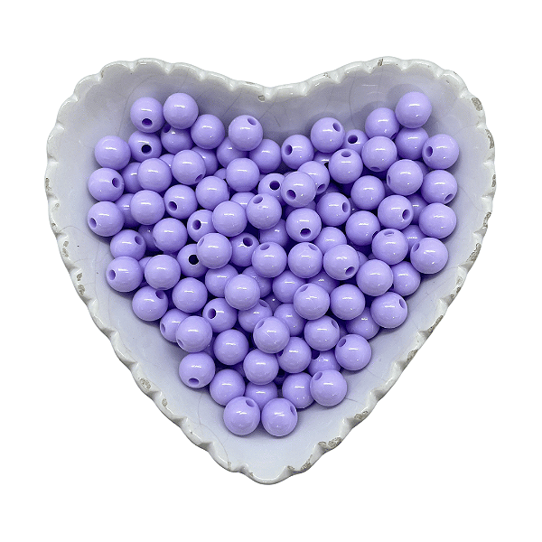 Miçanga Bola Lisa Leitosa Passante 8mm 25g | Cor: Lilás Claro