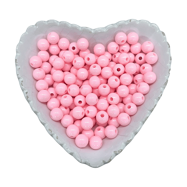 Miçanga Bola Lisa Leitosa Passante 8mm 25g | Cor: Rosa Bebê