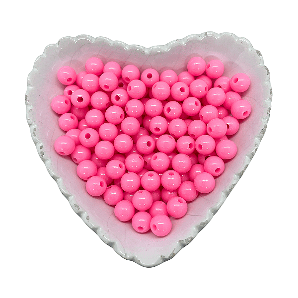 Miçanga Bola Lisa Leitosa Passante 8mm 25g | Cor: Rosa Boneca