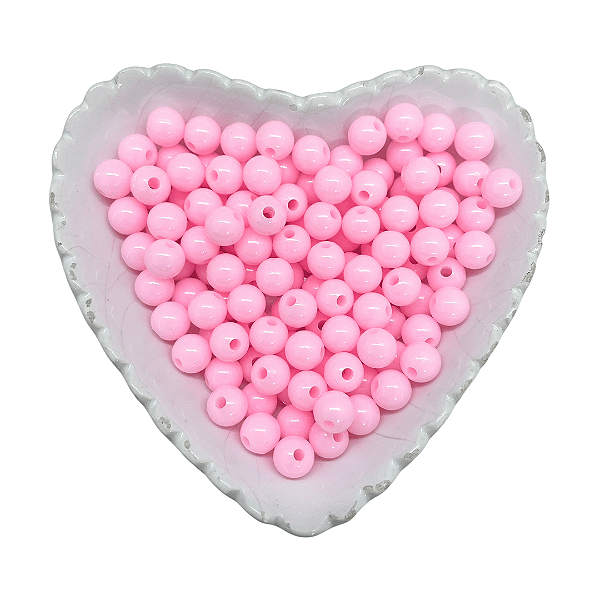 Miçanga Bola Lisa Leitosa Passante 8mm 25g | Cor: Rosa Candy