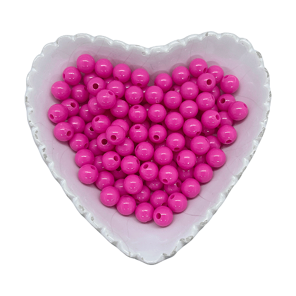 Miçanga Bola Lisa Leitosa Passante 8mm 25g | Cor: Rosa Pink