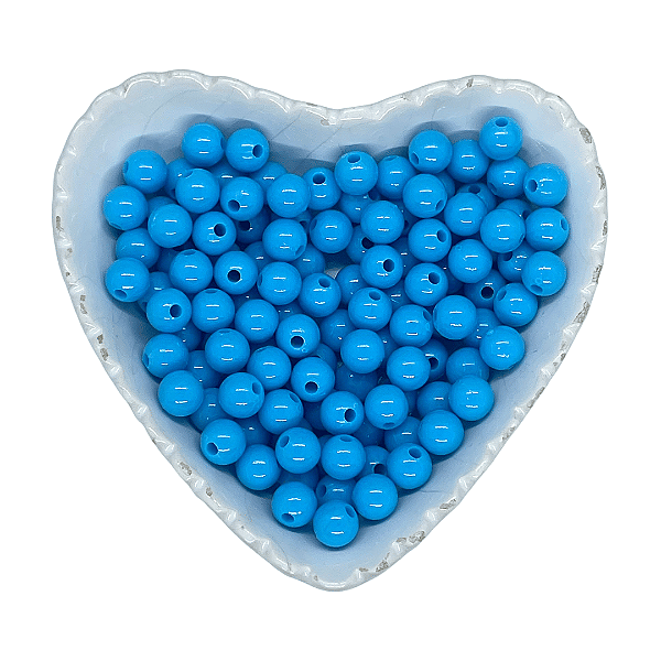 Miçanga Bola Lisa Leitosa Passante 8mm 25g | Cor: Turquesa