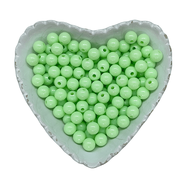 Miçanga Bola Lisa Leitosa Passante 8mm 25g | Cor: Verde Bebê