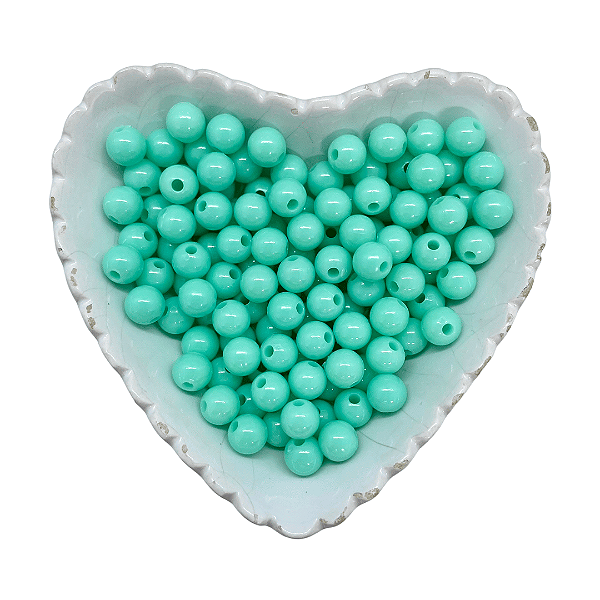 Miçanga Bola Lisa Leitosa Passante 8mm 25g | Cor: Verde Piscina
