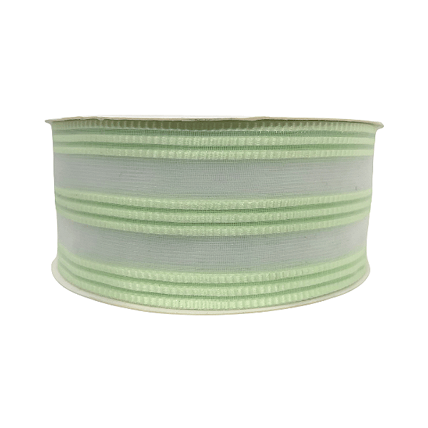 Fita Voal Listras Trabalhadas 38mm | Metro | Cor: Verde