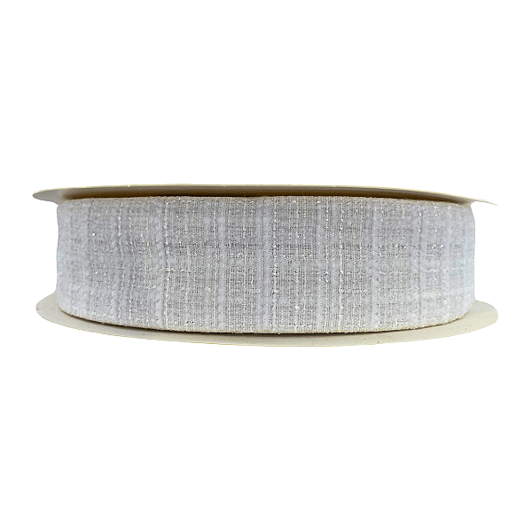 Fita Trabalhada Tweed 38mm | Metro | Cor: Branco