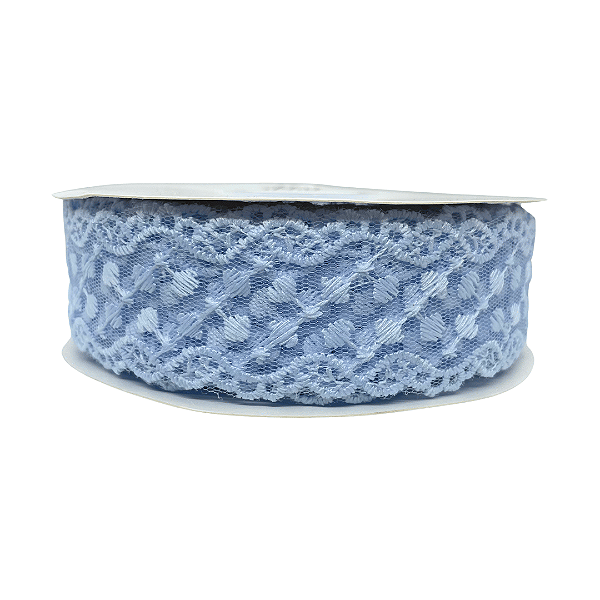 Fita de Renda Com Pontos Cruzados 38mm | Metro | Cor: Azul