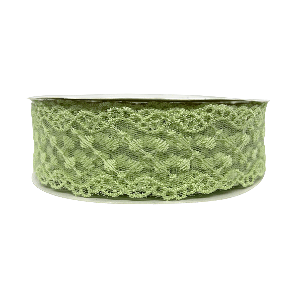 Fita de Renda Com Pontos Cruzados 38mm | Metro | Cor: Verde