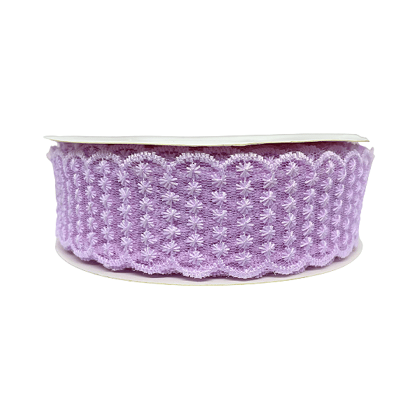 Fita Rendada Flor de Linha 38mm | Metro | Cor: Lilás