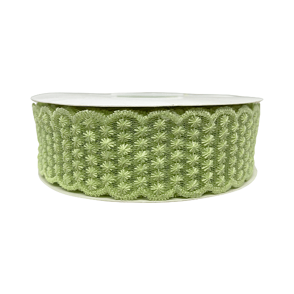 Fita Rendada Flor de Linha 38mm | Metro | Cor: Verde