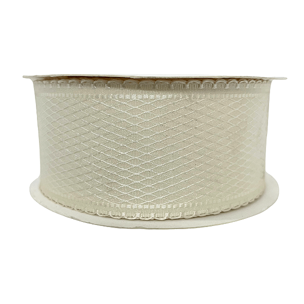 Fita Tecido Losango 38mm | Metro | Cor: Off White