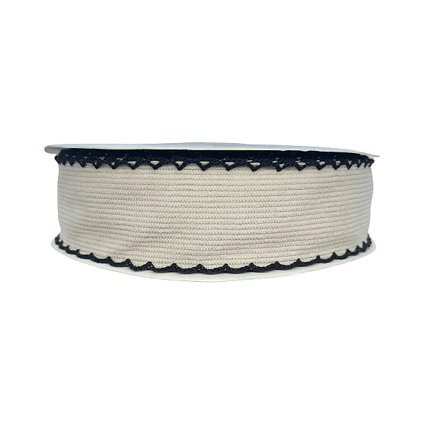 Fita Cotele Com Borda Trabalhada 38mm | Metro | Cor: Areia