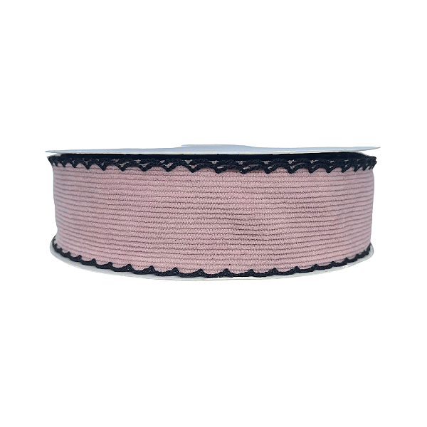Fita Cotele Com Borda Trabalhada 38mm | Metro | Cor: Rose