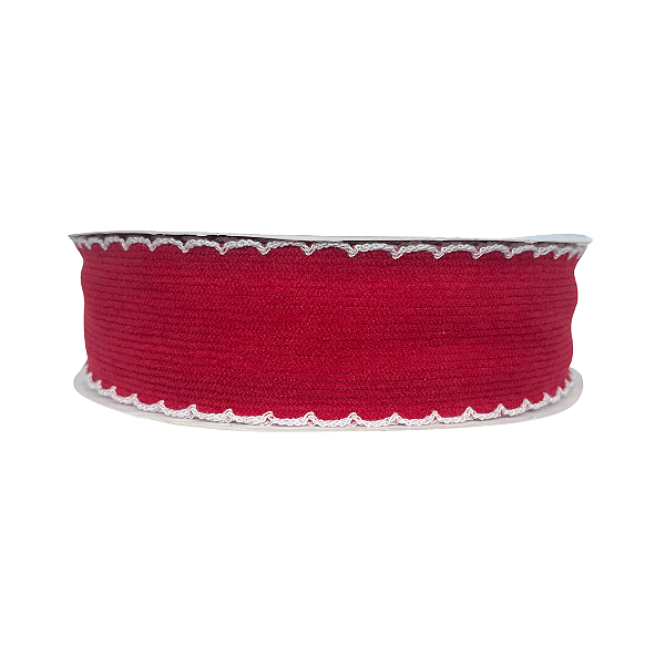 Fita Cotele Com Borda Trabalhada 38mm | Metro | Cor: Vermelha