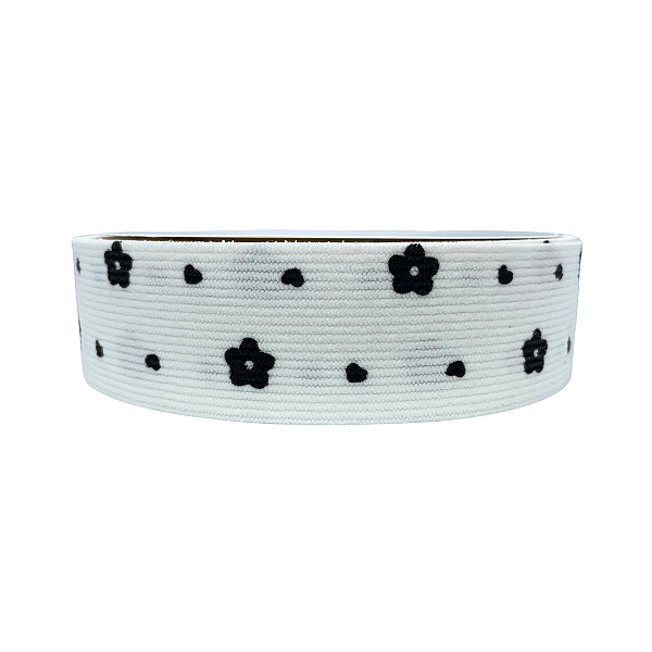 Fita Cotele com Flor 38mm | Metro | Cor: Branco