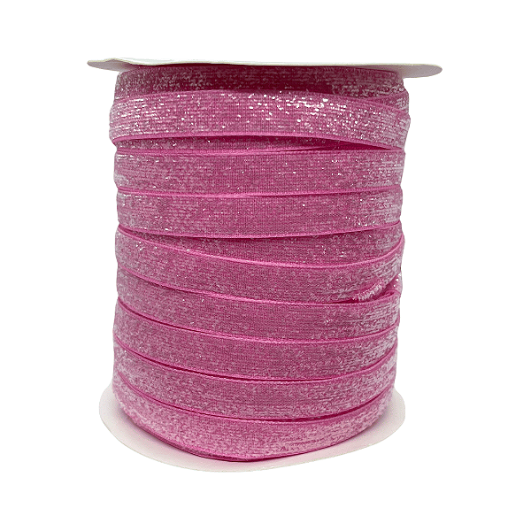 Fita Metalizada Esponjada Glitter 10mm | Metro | Cor: Pink