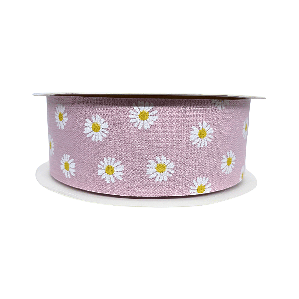Fita Com Flor Margarida 38mm | Metro | Cor: Rosa