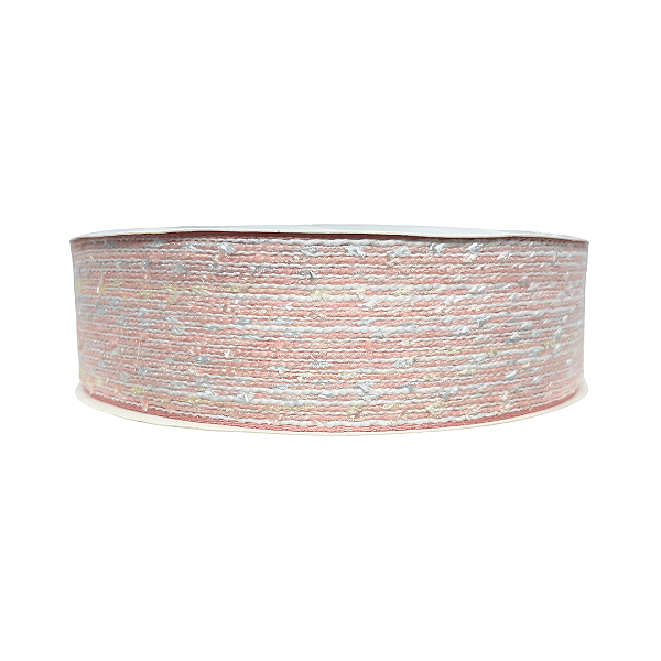 Fita Decorativa De Juta 38mm | Metro | Cor: Rosa Bebê