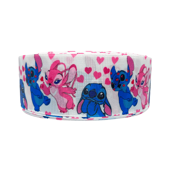 Fita Gorgurão Estampada Personagem Stitch e Angel 38mm | Metro