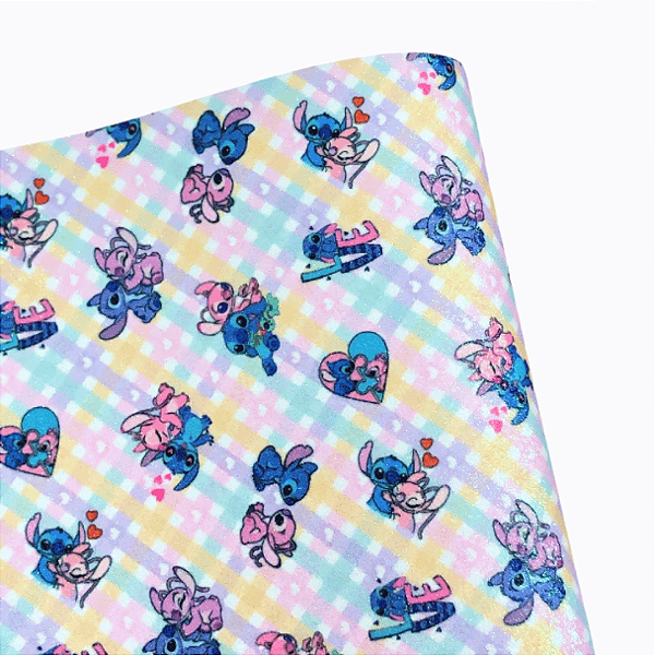 Lonita Estampada Com Glitter 39,5cm x 26cm Personagem Stitch e Angel