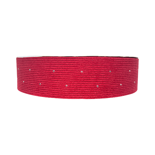 Fita Cotelê Com Strass 38mm | Metro Cor: Vermelho