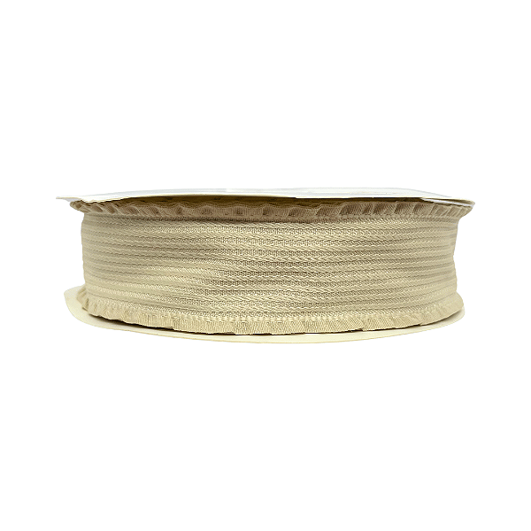 Fita Linha 3D com Borda Franzida 38mm | 1 Metro | Cor: Bege