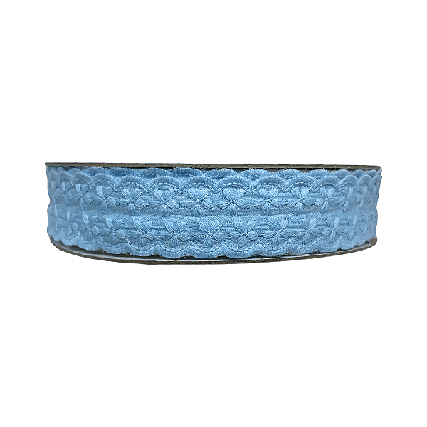 Fita Rendada Flor Dupla 38mm | Metro | Cor: Azul