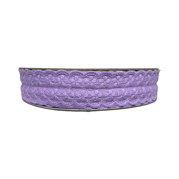 Fita Rendada Flor Dupla 38mm | Metro | Cor: Lilás