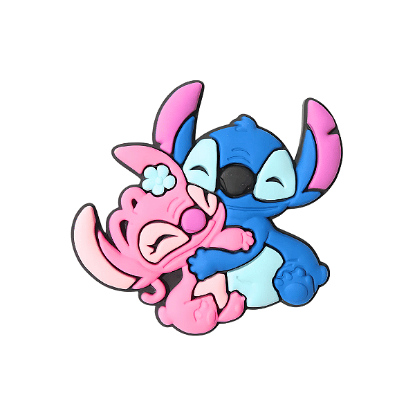 Aplique Emborrachado Personagem Stitch e Angel Abraçados