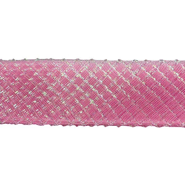 Fita Crinol Com Lurex 45mm | Metro | Cor: Rosa Chiclete