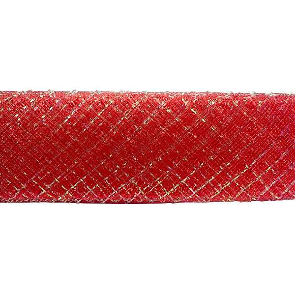 Fita Crinol Com Lurex 45mm | Metro | Cor: Vermelho