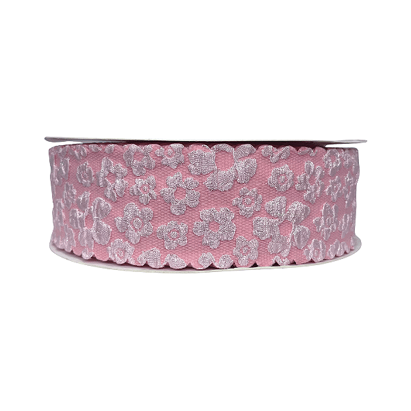 Fita em Flor 3D 38mm | Metro | Cor: Rosa