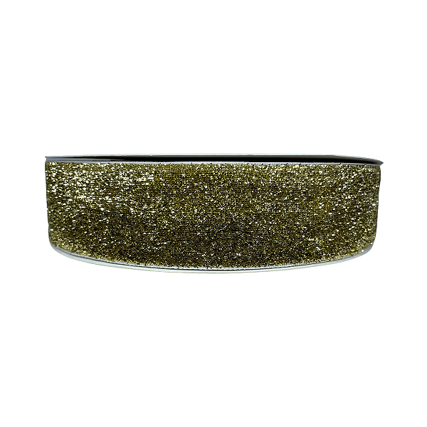 Fita Metalizada Esponjada Glitter 38mm | Metro | Cor: Dourado