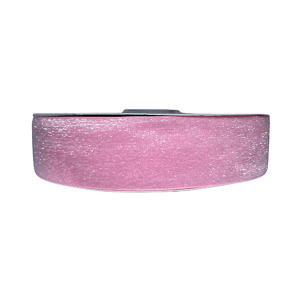 Fita Metalizada Esponjada Glitter 38mm | Metro | Cor: Rosa Bebê