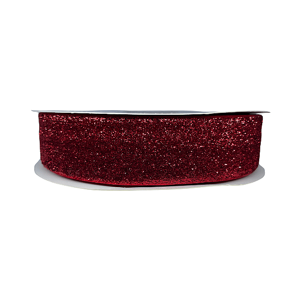 Fita Metalizada Esponjada Glitter 38mm | Metro | Cor: Vermelho