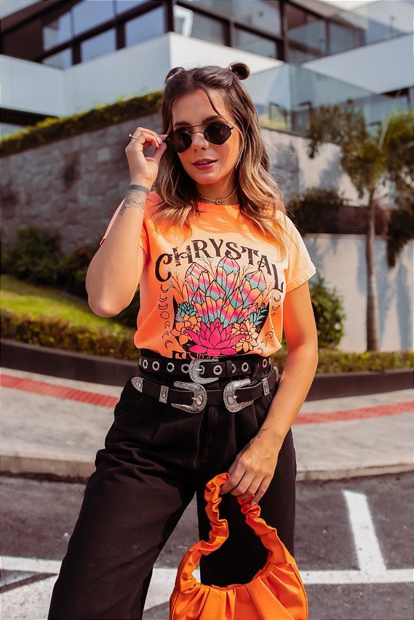 T-SHIRT CHRYSTAL - LARANJA NEON