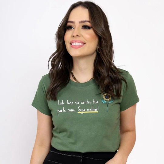 T-SHIRT "LUTE TODO DIA CONTRA TUA PARTE RUIM" -VERDE MILITAR