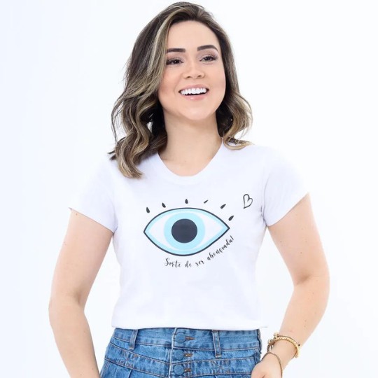 T-SHIRT OLHO GREGO "SORTE DE SER ABENCOADA" - BRANCO