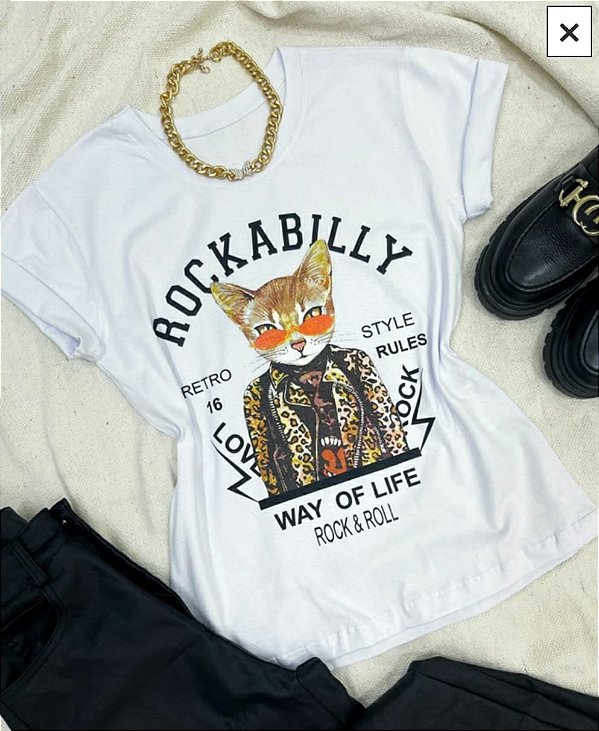 T-SHIRT  ROCKABILLY - Branco
