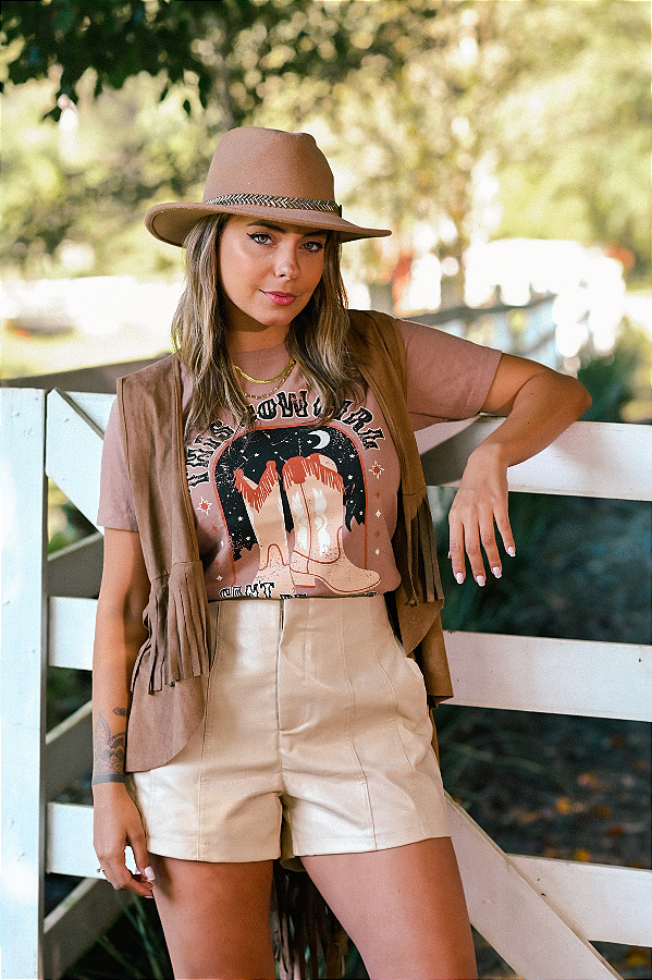 T-SHIRT  THIS COWGIRL -  COR CHOCOLATE