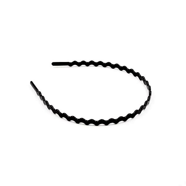 Tiara Curva Leitosa 5MM em Plástico - Preto