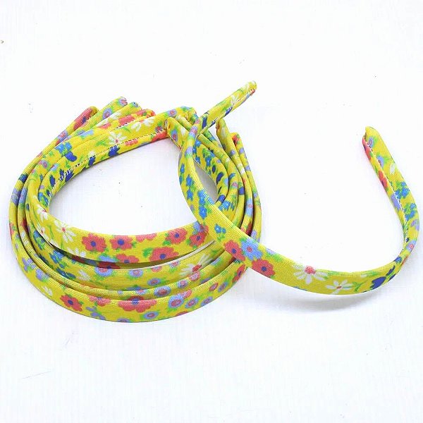 Tiara Encapada Floral - 15mm - Amarelo