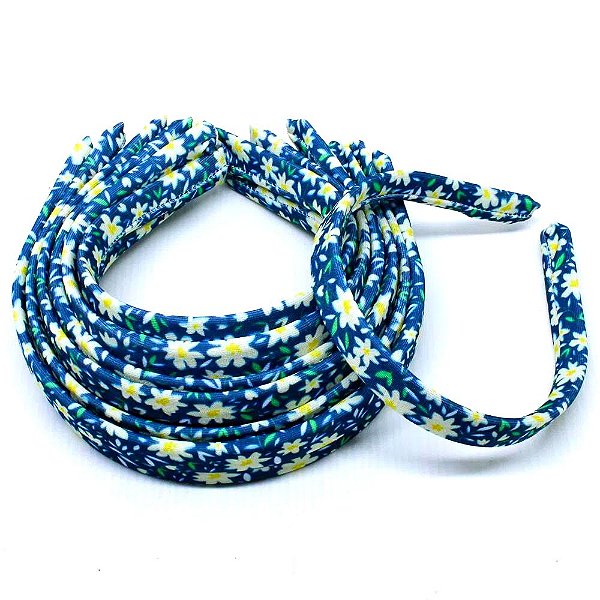 Tiara Encapada Floral - 15mm - Azul