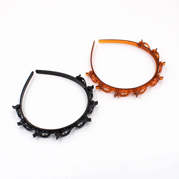 Tiara com Piranha 9mm em Plástico - Dourada/Preta