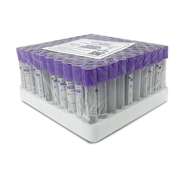 Tubo para Coleta de Sangue a Vácuo Edta 4 ml Plástico Roxo 100 unidades